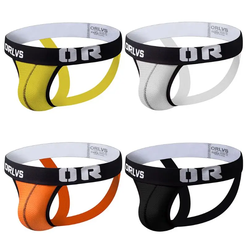 Мужские трусы бикини с открытой ягодицей черные дышащие брифы из хлопка сеткой