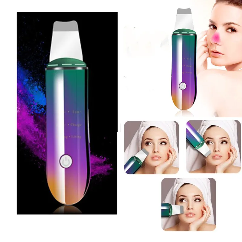 Перезаряжаемый ультразвуковой ионный скребок для кожи лица Очищающий шпатель