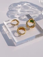 ins blogger savi the same niche emerald ring retro personality net red chain horn bamboo ring ring female