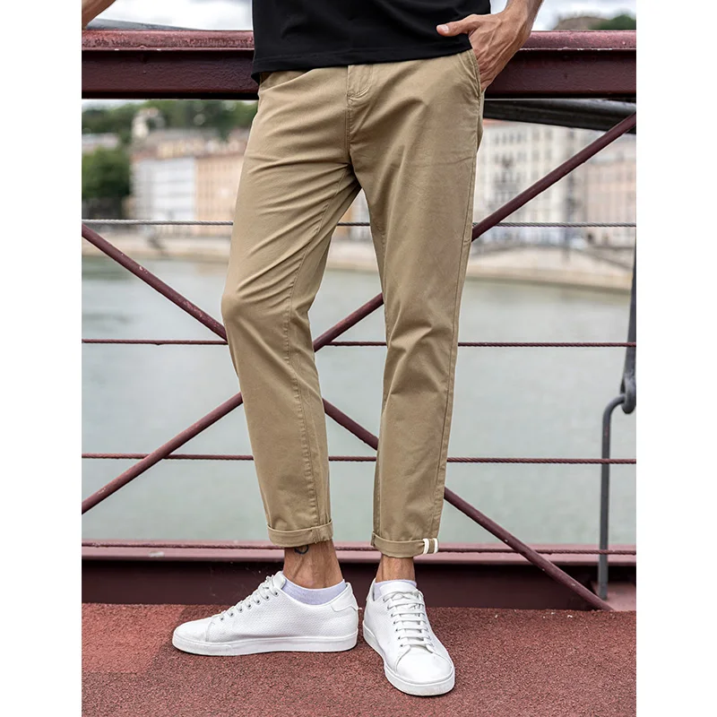 Мужские брюки-стрейч KUEGOU черные повседневные облегающие большие размеры модель