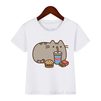 harajuku kawaii drinking cat print t shirt summer 2021 childrens clothes top for girls cute baby boy tshirt teen kids tees