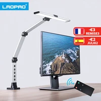 laopao 12w long arm led touch table lamp clip multi axis stepless dimming office bedroom remote control eye protected desk lamp