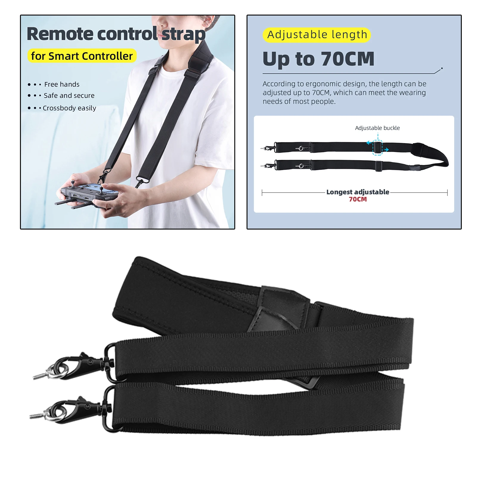 

Adjustable Hanging Lanyard Neck Strap w/ Hook for DJI Mavic 2 Mavic Air 2 Air 2S Controller Accessories Detachable