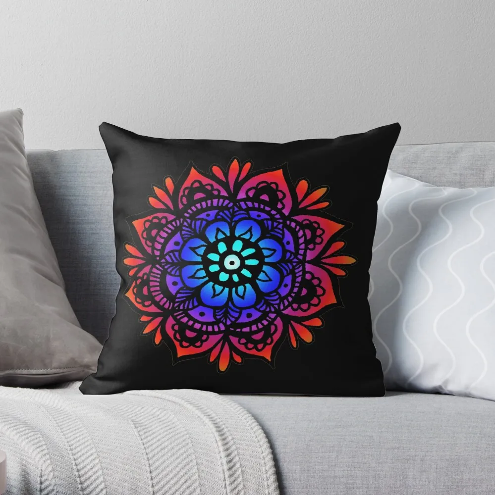 

Colorful Rainbow Mandala Throw Pillow Pillow Case Polyester Home Decora Pillowcases Throw Pillow Case kussensloop almohada