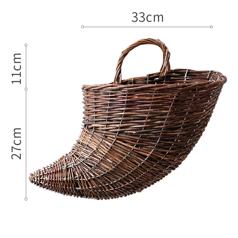 

ox horn shape nature wicker hand woven hanging flower basket