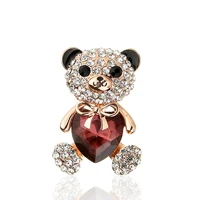 crystal love bear brooches for women suit fashion rhinestone brooch pin cute animal pins jewelry clothing accessories gifts pins