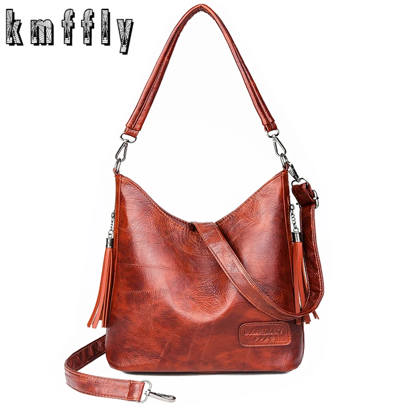 Vintage Female Shoulder Messenger Bag Ladies Soft PU Leather Crossbody Bags For Women Handbag Sac Fashion Tassel Bucket Bag