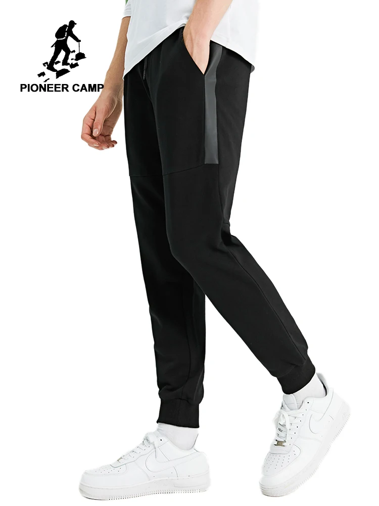Мужские спортивные штаны Pioneer Camp черные однотонные хлопковые прямые для бега