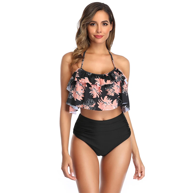 

Новейший женский облегающий Быстросохнущий купальник с принтом, купальник с открытой спиной и разрезом, сексуальный комплект бикини