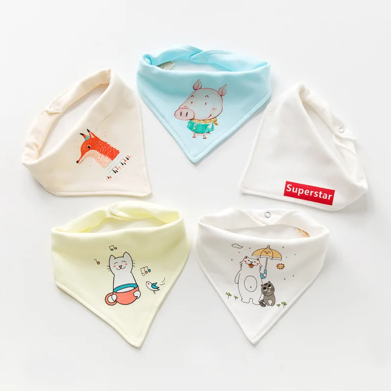 Новые модные многоразовые моющиеся хлопковые детские нагрудники 5 шт./компл.