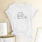 Футболка с рисунком юмора и чая, модная Милая футболка в стиле Харадзюку, улззанг, Tumblr, Kawaii Femme Tumblr, топы с круглым вырезом