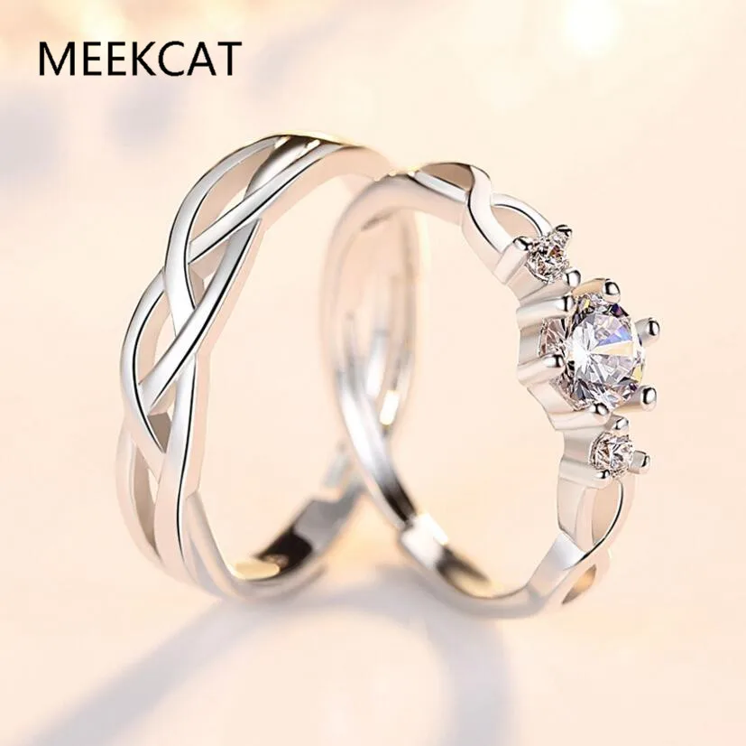 

925 Sterling Silver New Jewelry Fashion Woman Man Opening Gift Anniversary Wedding Engagement Couple Cubic Zirconia Ring Anel