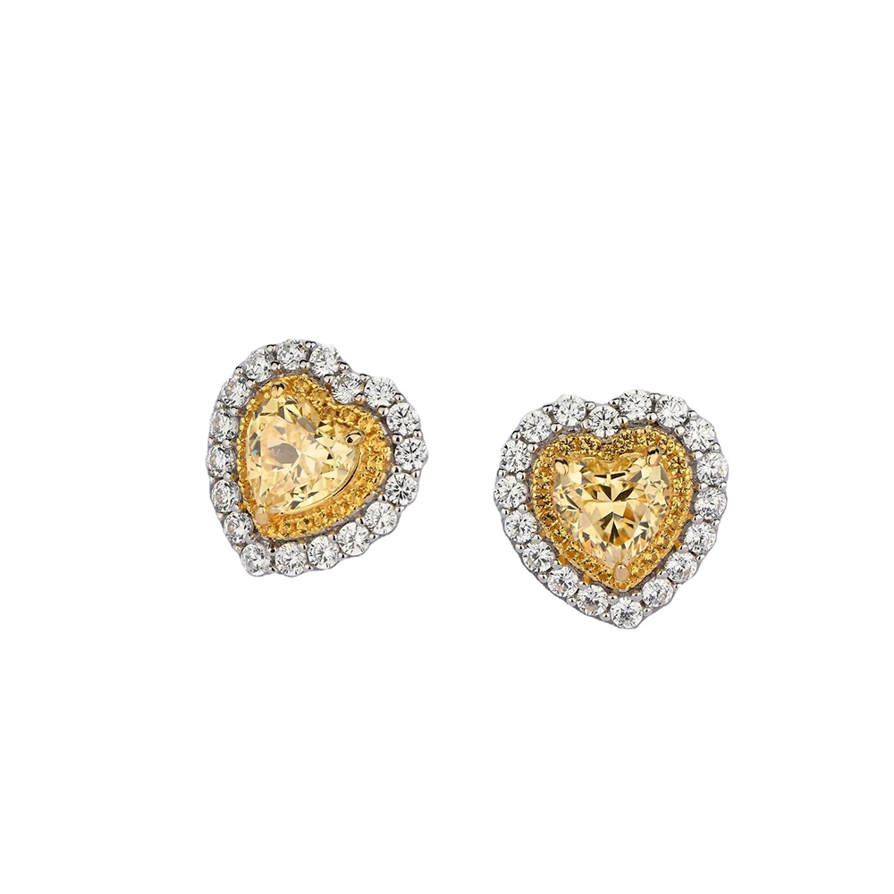 

Original Design 925 Sterling Silver 5A Cubic Zirconia Love Heart Stud Earrings for Women INS S925 Jewelry Diamond Earrings