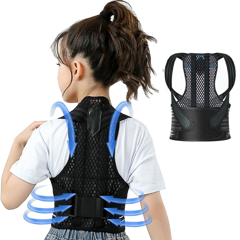 

Steel Shoulder Anti-Hunchback Posture Corrector Upper Back Brace Lumbar Support Straightener Belt Student Children Boy Girl