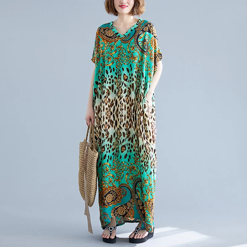 Богемные платья Свободное длинное платье макси винтажное с рукавами летучая