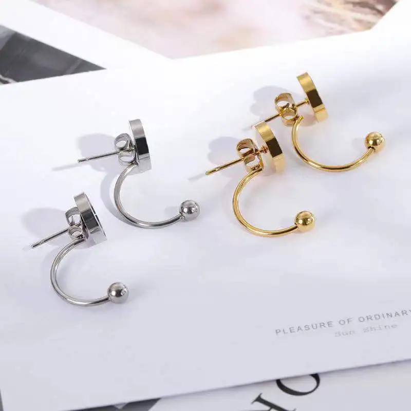 Модные черные серьги из нержавеющей стали для женщин