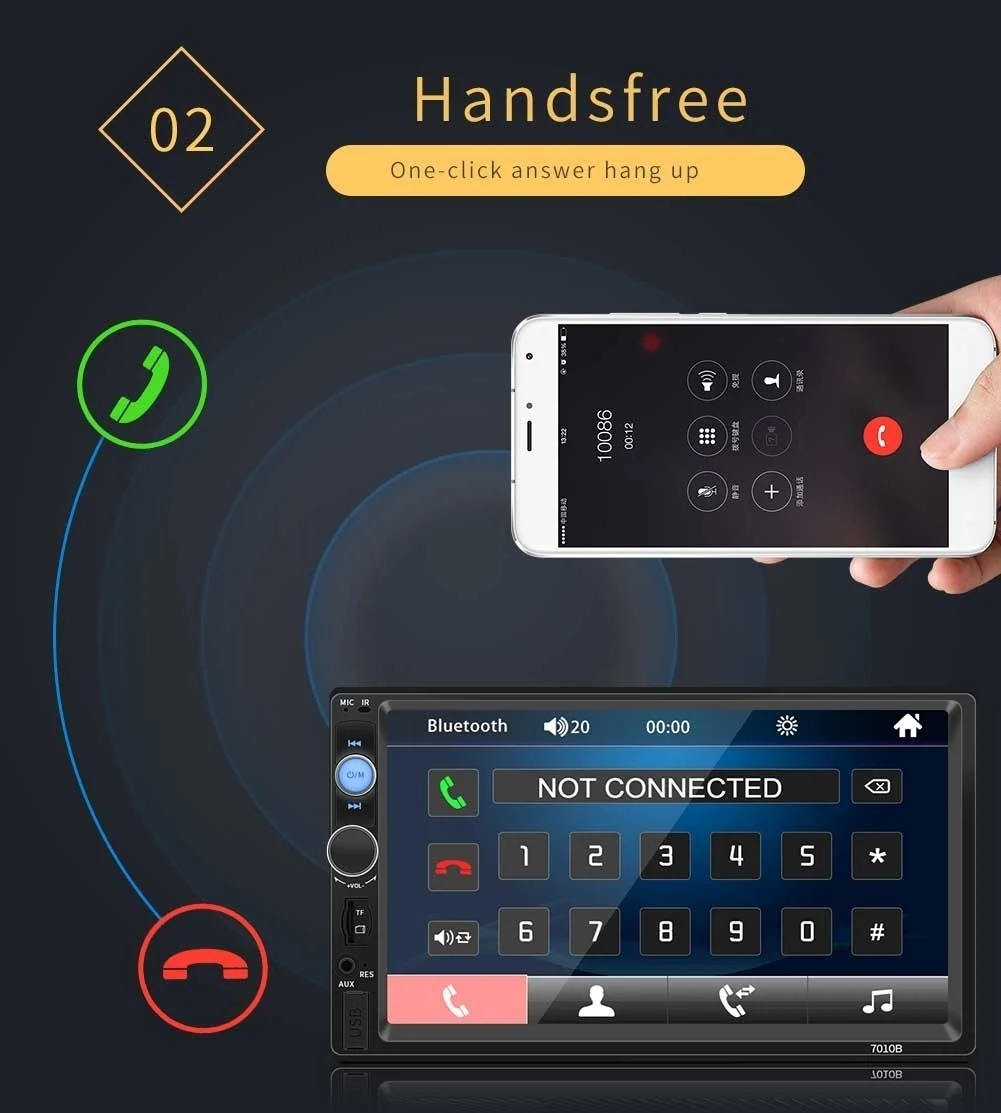 Автомагнитола 2 Din Mp5 плеер Bluetooth Mirrorlink для Iphone/Android Сенсорный экран Авторадио