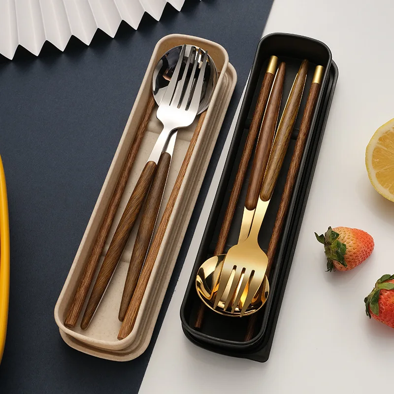 Набор палочек для еды BalleenShiny из нержавеющей стали с деревянной ручкой | Дом и сад