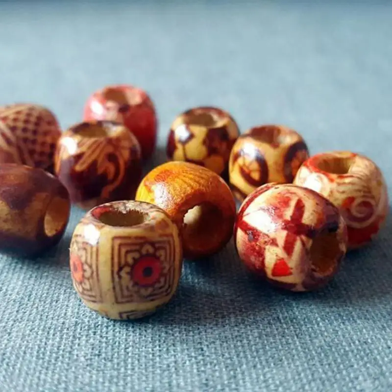 

Mixed 100pcs(A) DIY beaded 9*10mm printed large hole bucket wooden wooden painted pattern beads beads 100pcs/pack wooden be Q6Y0