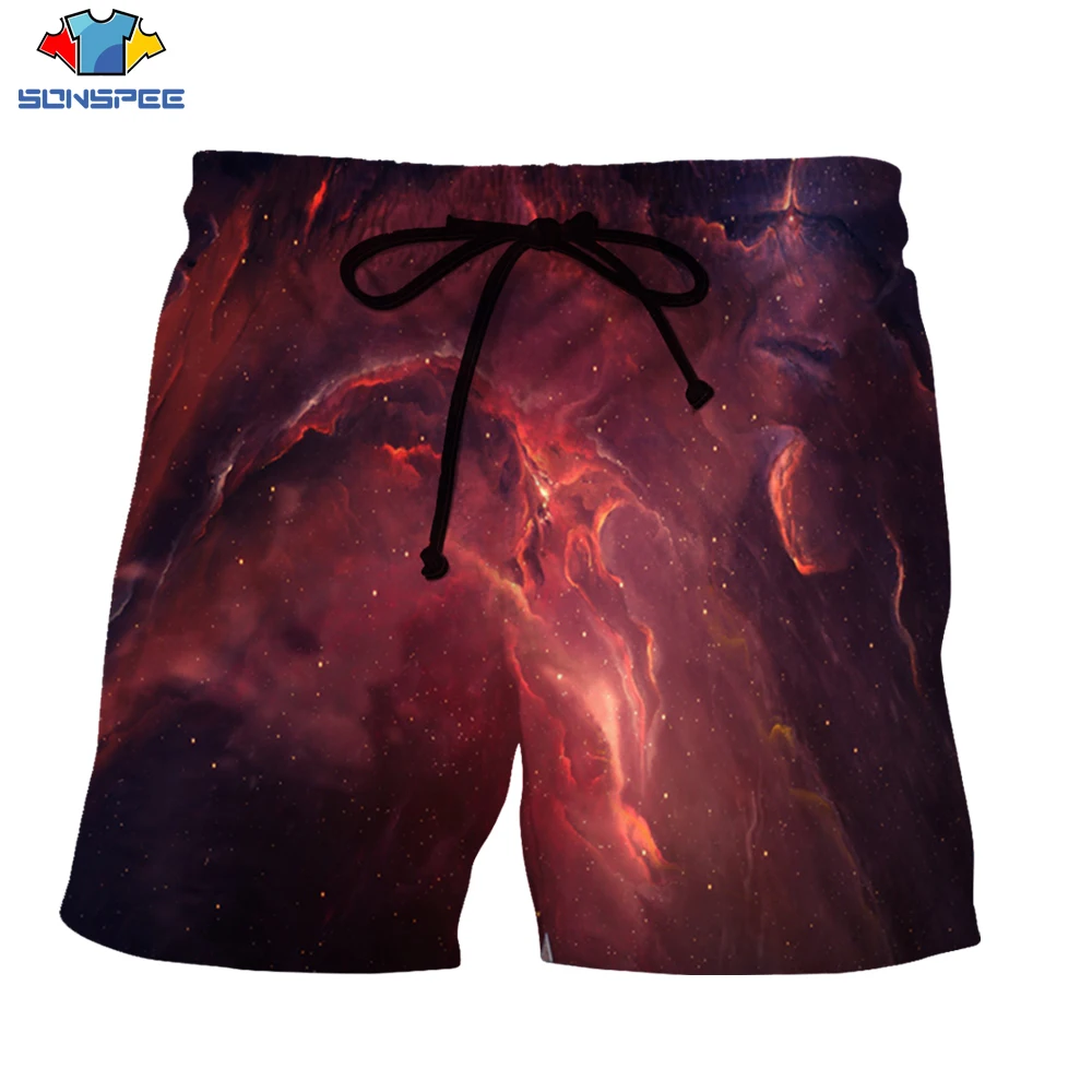 

SONSPEE Summer Men Contorted Beach Space Party 3d Print Funny Board Shorts Mens New Swimming Shorts Party Fashion Casual Shorts