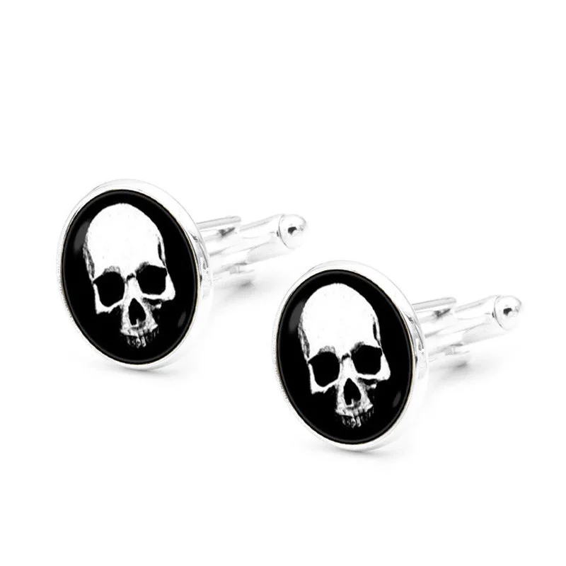 

XK-5HXK0156 French Suits Cufflinks with Strange Skeleton Pattern Retro Men's Shirts Sleeve Nails Male Cuff Link for Collection