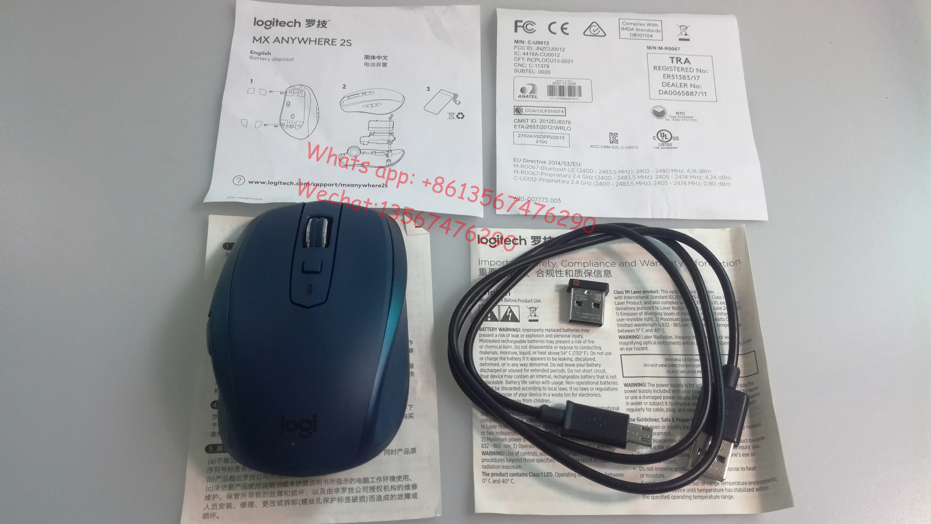 Отремонтированное от производителя: Беспроводная мышь logitech MX Anywhere 2S 4000 dpi, перезаряжаемая Bluetooth игровая мышь с приемником
