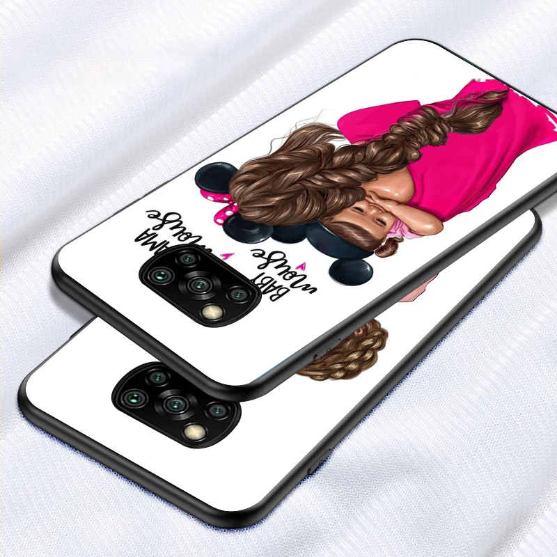 black cover hot mom and baby girl for xiaomi mi mix 3 a3 a2 a1 poco m3 m2 c3 x3 x2 nfc f2 f1 cc9 cc9e pro phone case free global shipping
