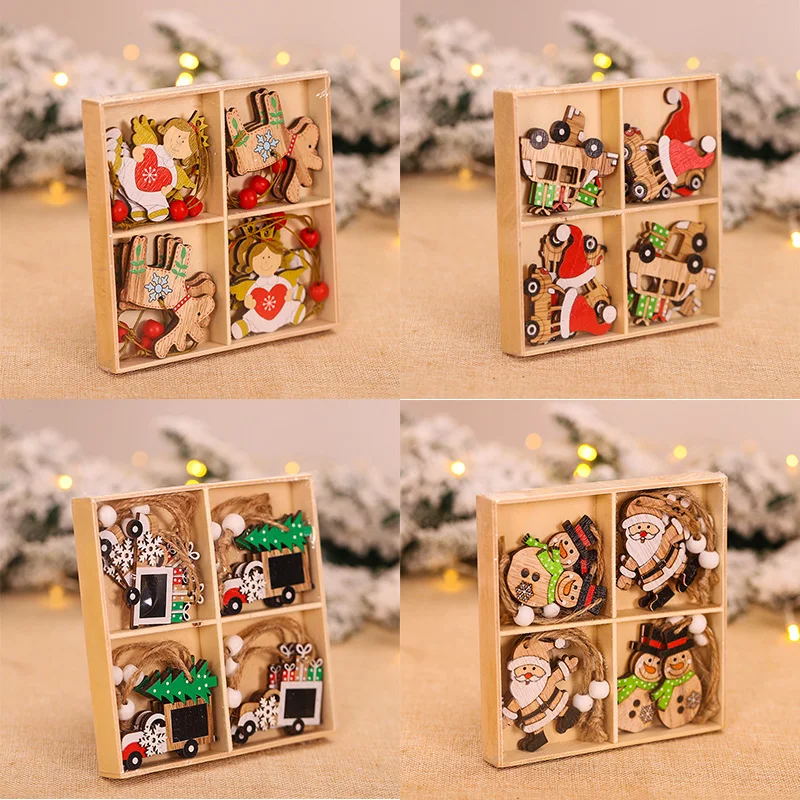 12 шт. Деревянные Подвески в виде Санта Клауса|Украшения своими руками для
