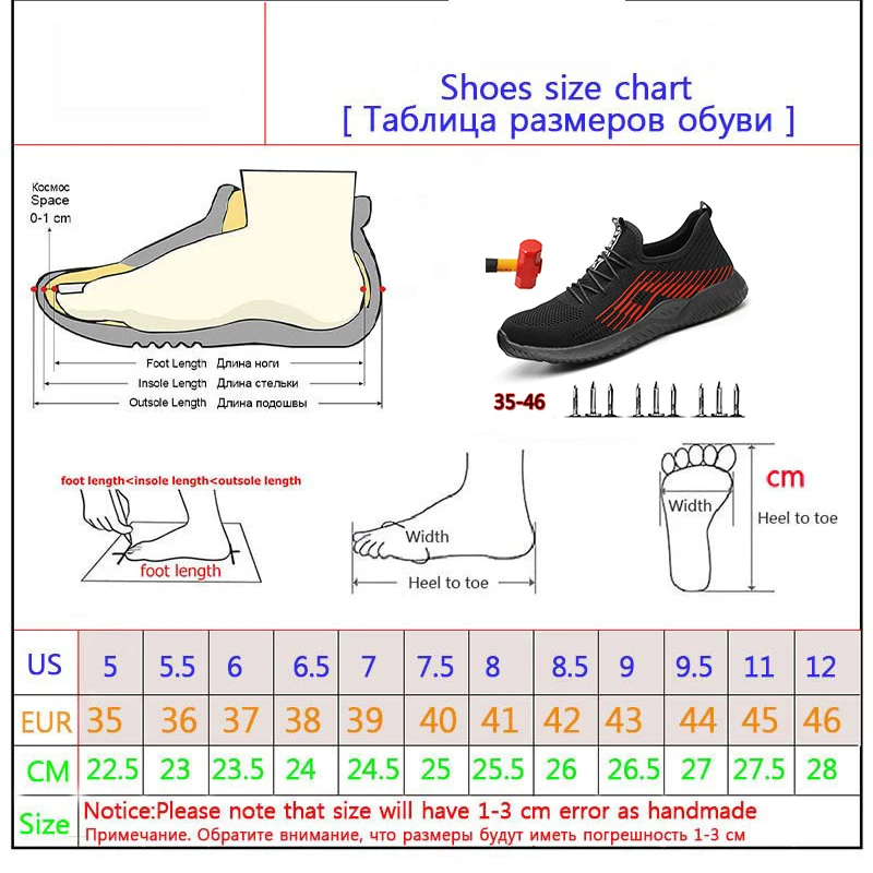 

Men's Work Safety Boots Shoes Steel Toe Cap Breathable Anti-crush Anti-Construction drilling Non-slip Casual protective shoes