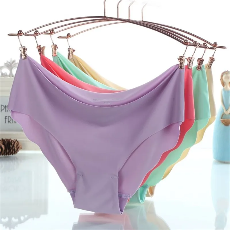 

Women's Sexy Panty Stretchy Silk Seamless Underpants Solid Color Low Waist Briefs Lingerie Panties Underwear Nightwear