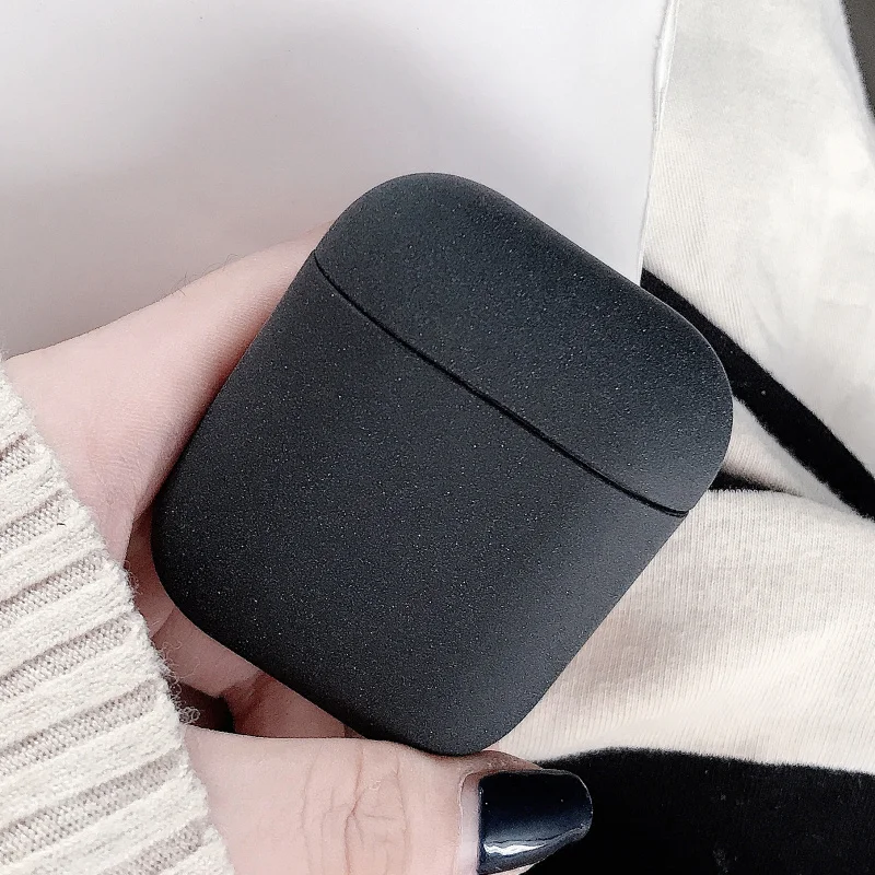Black Жесткий чехол для наушников для Apple Airpods 1/2 противоударный чехол для Apple гарнитура для Airpods чехол s Матовый розовый защитный чехол для пары - Цвет: Black