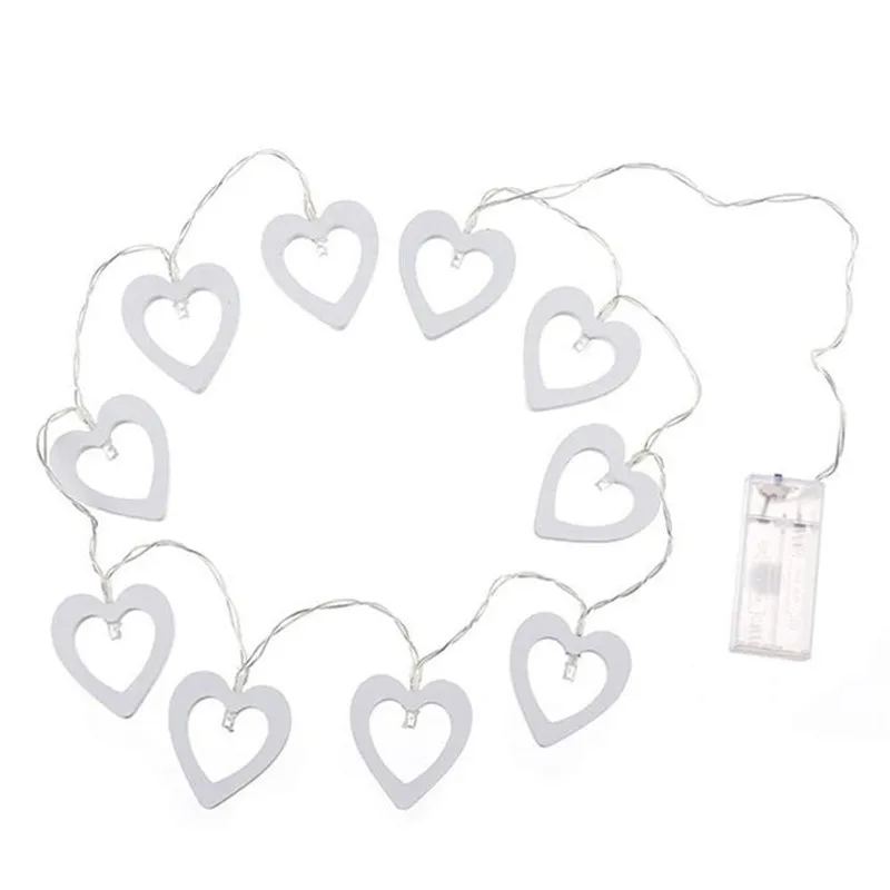 1 м 10 светодиодов деревянная любовная гирлянда лампа на батарейках