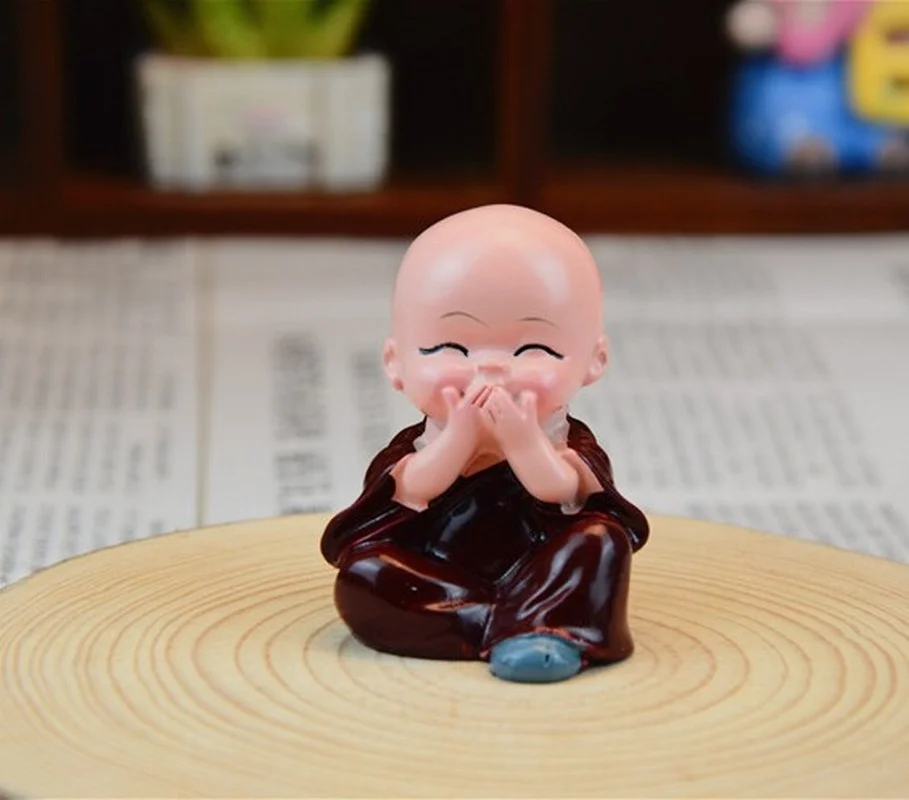 

Four Not Small Monk Car Ornaments Creative 4 Not Monk Cartoon Resin Crafts Home Gifts Student Gifts Car Accessories Interior