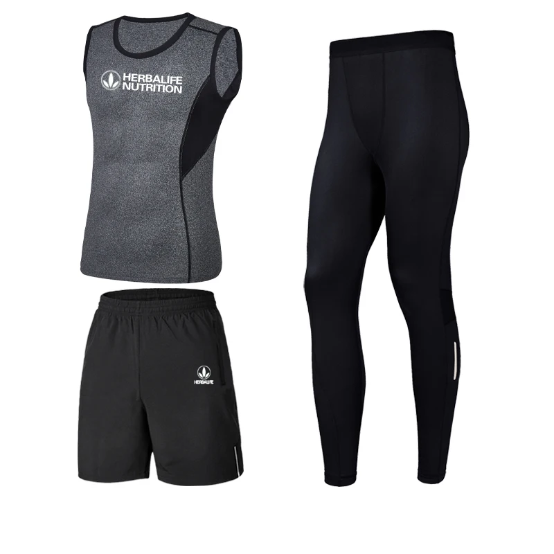 Herbalife питательный фитнес костюм мужской из трех предметов быстросохнущие