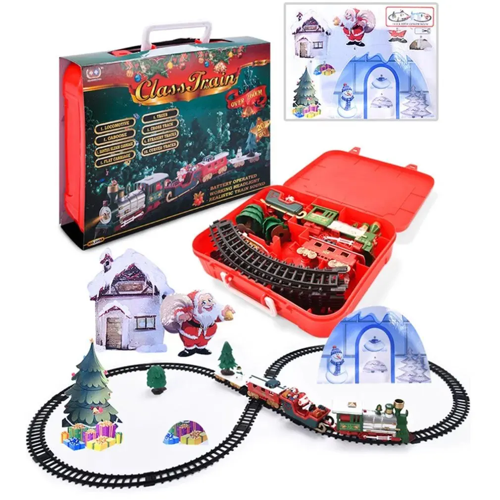 

Christmas Electric Rail Car Train Toy Children's Electric Toy Railway Train Set Racing Road Transportation Building Toys
