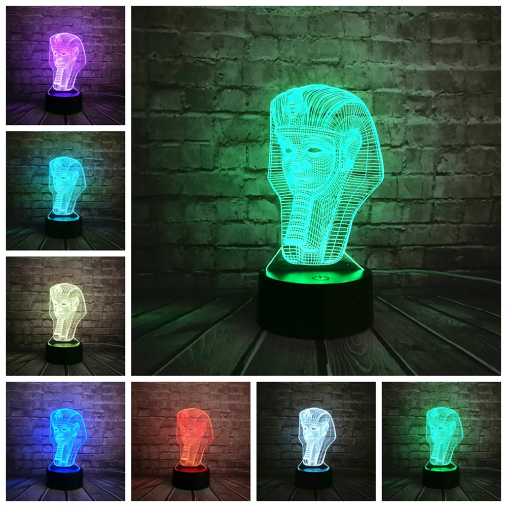 Оптовая продажа RC 3D Египетский Сфинкс Фараон Светодиодная лампа USB ночник