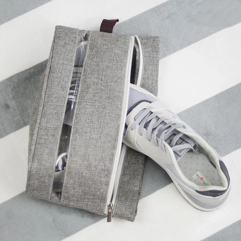 

Cotton Linen Thicken Waterproof Shoe Storage Bag Home Dormitory Shoes Debris Tidy Dustproof Bag Shoe Cover Travel Storage Bag