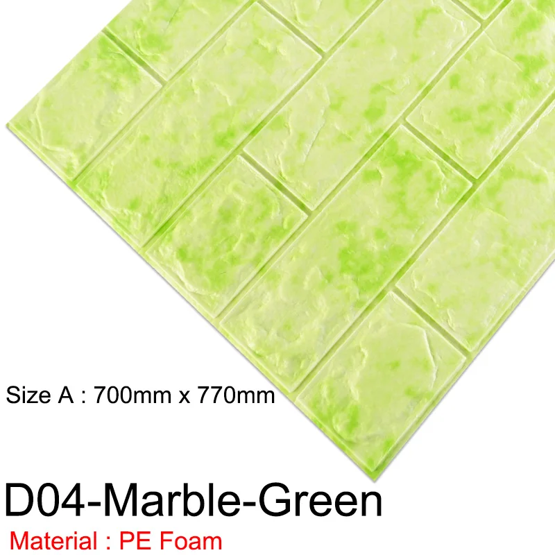 D04-Marble-Green 1 шт/5 шт 3D обои кирпичные настенные наклейки водонепроницаемые DIY самоклеящиеся Декор для спальни детская комната гостиная обои бумага - Цвет: D04-Marble-Green