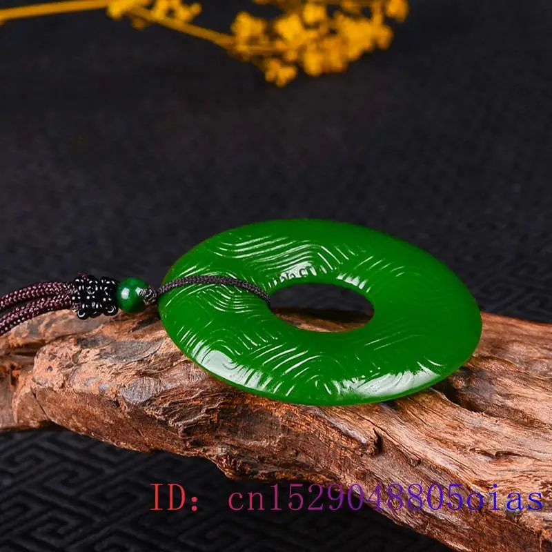 Зеленый нефритовый кулон китайское ожерелье амулет двухсторонний женский шарм