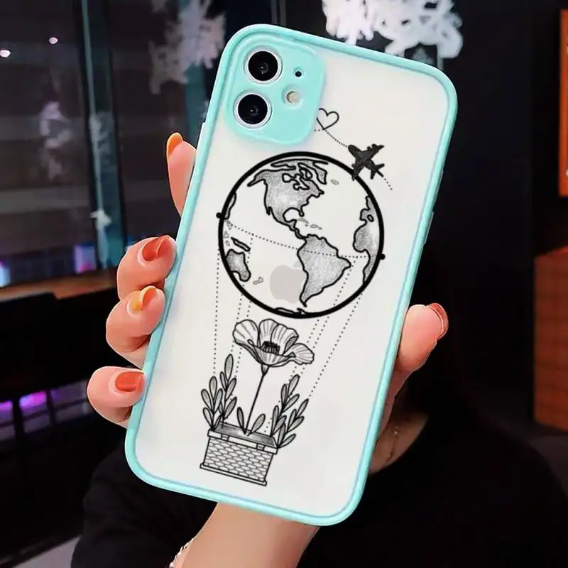 

Cartoon Creativity starry universe paper plane Phone Cases Matte Transparent for iPhone 7 8 11 12 s mini pro X XS XR MAX Plus