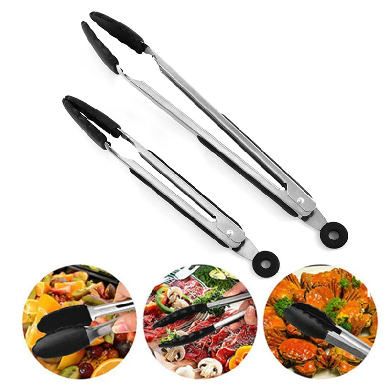 Нержавеющая сталь силиконовые барбекю клип кухонные щипцы для салата