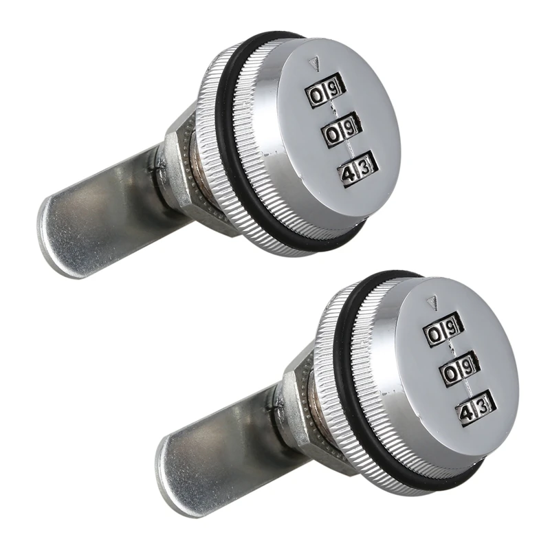 

2X Alloy Code Combination Cam Lock Keyless Post Mail Box Cabinet RV 3 Dial Silver