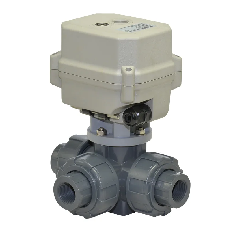 DN15 1/2 ''bsp/NPT 3 сторонний выход UPVC 24V моторизованный шаровой клапан 110V