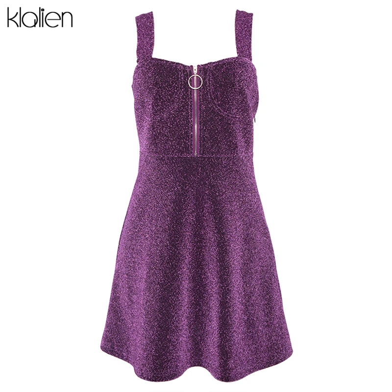 Женское блестящее платье-трапеция kalien элегантное фиолетовое платье без рукавов