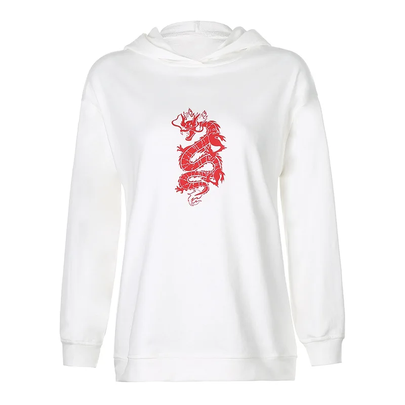 

Fannic Winter Clothes Women Casual Dragon Design Printed Hooded Ropa De Mujer Loose Long-Sleeved Oversized Hoodie