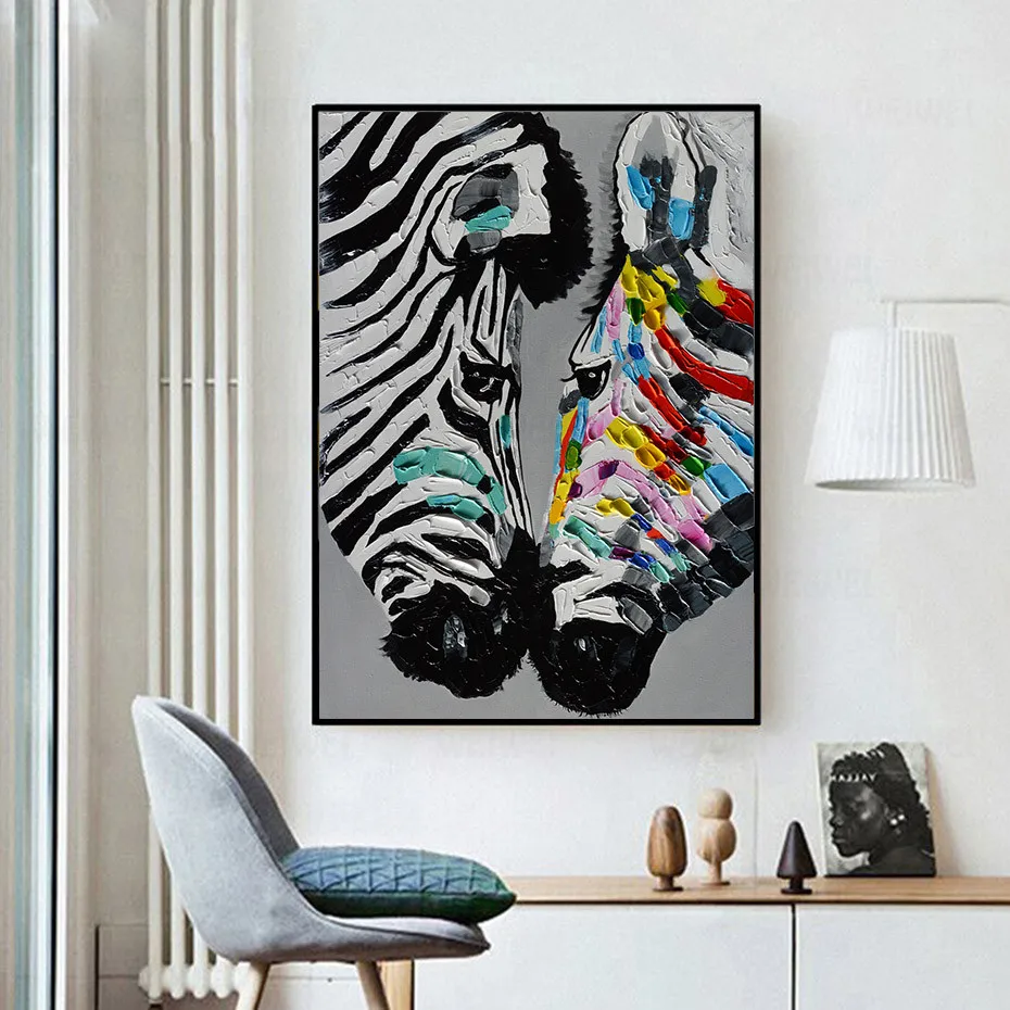 

Modern Colorful Zebra Animals Abstract Printed Canvas Painting Poster And Prints Wall Art Pictures For Living Room Home Decor