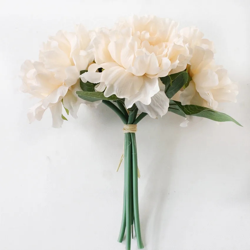 Champa Peony A Bunch Искусственные цветы Пион свадебное оформление букета 5 голов пионы Искусственные цветы шелковые гортензии свадебные аксессуары - Цвет: Champa Peony A Bunch