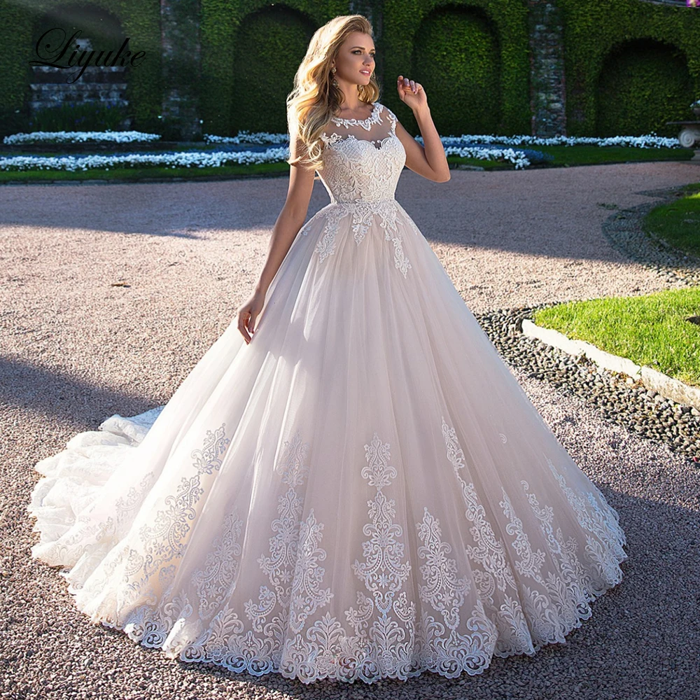 Liyuke свадебное платье принцессы трапециевидной формы с рукавами-крылышками и