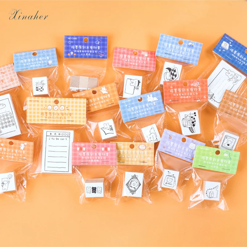 

XINAHER Cute animals List time Planner stamp DIY wooden rubber stamps for scrapbooking stationery scrapbooking standard stamp