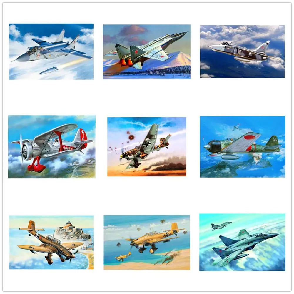 

Dpsprue Diamond Painting Kit Cross stitch Full Square/Round Diamond Embroidery Airplane 5D DIY Mosaic Home Decoration Gift